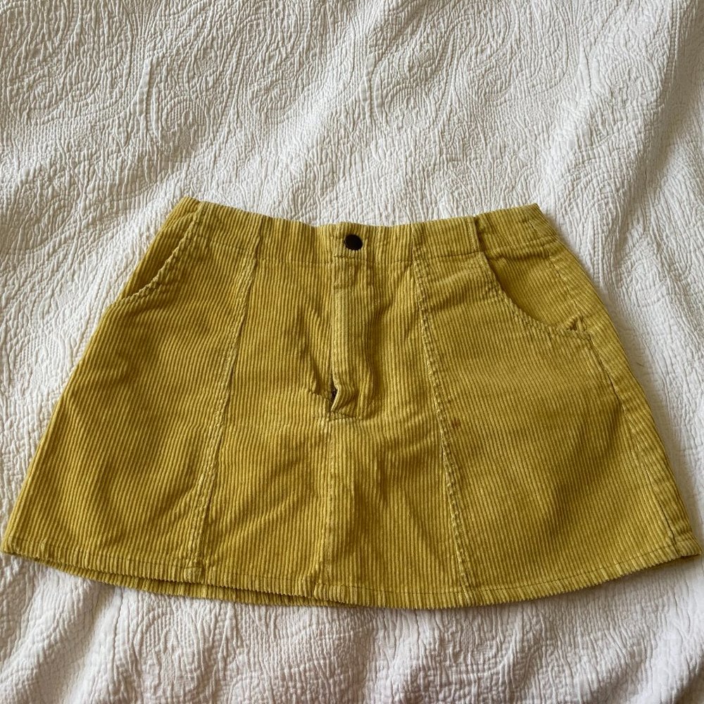 Free People Yellow Cord Mini Skirt